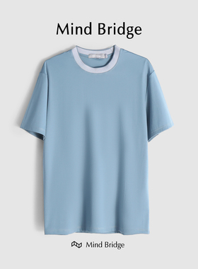 MindBridge【lets relax】撞色圆领短袖t恤男夏修身休闲宽松M4047