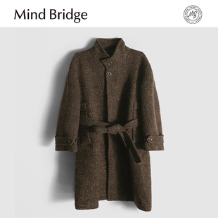 MindBridge重磅羊毛混纺/冬季男士过膝长款毛呢大衣防风保暖 MABB
