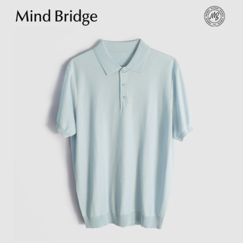 MindBridge莱赛尔+桑蚕丝/5色经典弹力翻领针织短袖T恤POLO衫MB5K