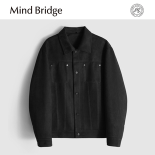 MindBridge 商务休闲防风抗皱弹力翻领夹克男MA38 仿麂皮绒材质