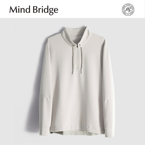 MindBridge绵羊毛混纺/秋冬商务休闲立领内搭卫衣男弹力抗皱 MABV