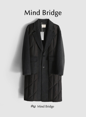 MindBridge【暗黑骑士】绵羊毛拼接长款过膝白鸭绒羽绒服冬 M4262