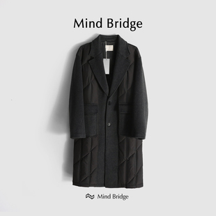 过膝白鸭绒羽绒服冬 绵羊毛拼接长款 M4262 暗黑骑士 MindBridge
