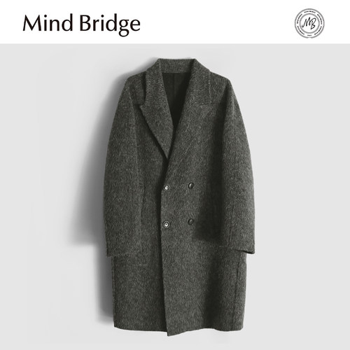 MindBridge绵羊毛/羊驼毛/冬季防风保暖抗皱长款双面呢大衣男MABG