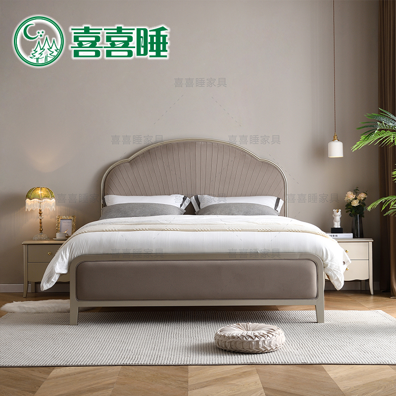高颜值全实木真皮床布艺床