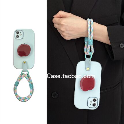 简约纯色ins韩国小众蓝色16pro适用苹果17promax手机壳13pro创意手绳12苹果支架11全包防摔15保护套