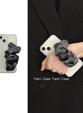 简约透明太空软壳深灰色丝巾手腕带14适用苹果15promax手机壳13pro小众设计感12软胶11纯色78plus保护xs套