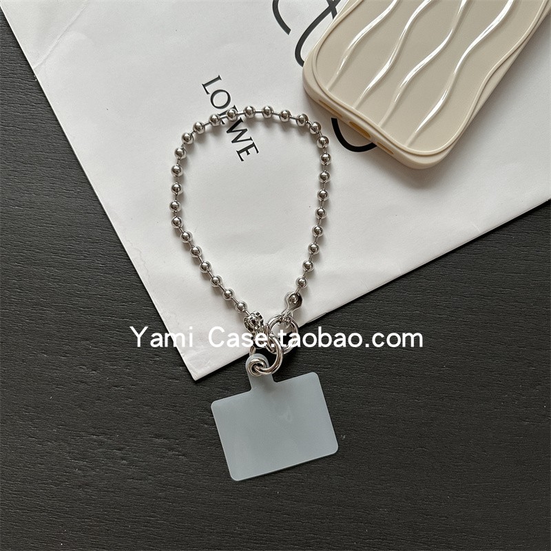 手机挂链短款手提链简约金属冷淡风银珠ccd相机包包链条通用夹片