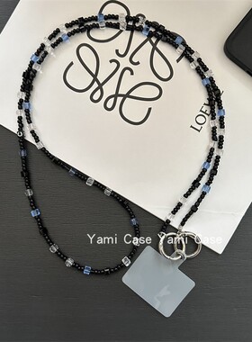 手机挂绳长款斜挎黑白系高冷女神时尚复古挂饰防丢潮适用苹果华为