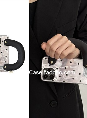 羽纱炫彩紫色波点便携充棉手腕适用16promax苹果15promax手机壳iphone14小众高级感13全包12个性防摔11保护套