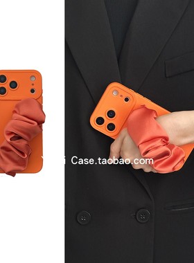 简约ins气质橙色丝巾弹力手腕带16promax适用苹果17promax手机壳iphone13软胶15pro全包百搭12小众14保护套