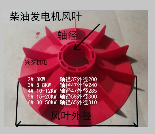 STC发电机配件风叶塑料尼龙散热叶内径37 47 53 58 65 67风叶
