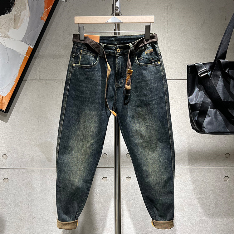 复古做旧牛仔裤男潮流宽松小脚裤