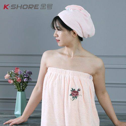 金号纯棉A类浴巾可穿可裹女家用超强吸水亲肤不掉毛速干浴裙裹巾