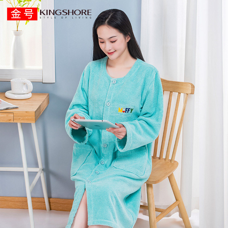 米菲金号全棉浴袍女式吸水