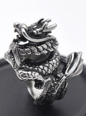 复古男士钛钢狼头朋克风戒指