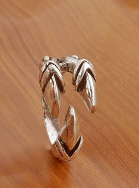 鹰爪夸张复古开口戒指