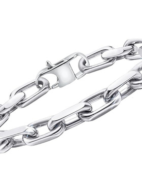 欧美经典时尚简约设计感方批角四方形不锈钢链条项链手链首饰套