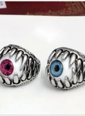 欧美风合金眼睛蓝色戒子