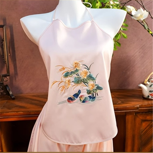 女士古代肚兜睡衣女性感中式鸳鸯花中国风挂脖吊带护肚子内衣套装