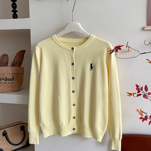 新款 针织开衫 韩版 百搭圆领长袖 女宽松显瘦毛衣刺绣外套 时尚 春秋季