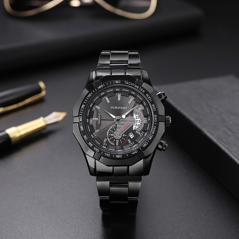 新款韩式男士手表装饰大表盘个性钢带男表高级感日历外贸款石英表,手表,配件,淘宝优惠券,粉丝福利购,淘宝优惠卷