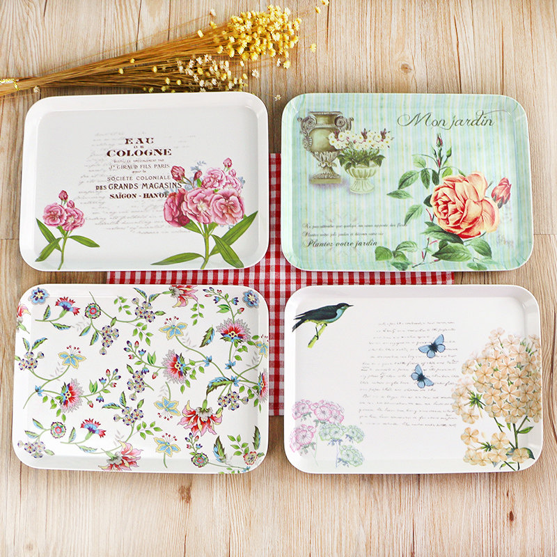 中式花系列塑料托盘长方形餐盘上班族食堂餐厅专用盘子果盘家用盘,餐饮具,餐用托盘,淘宝优惠券,粉丝福利购,淘宝优惠卷