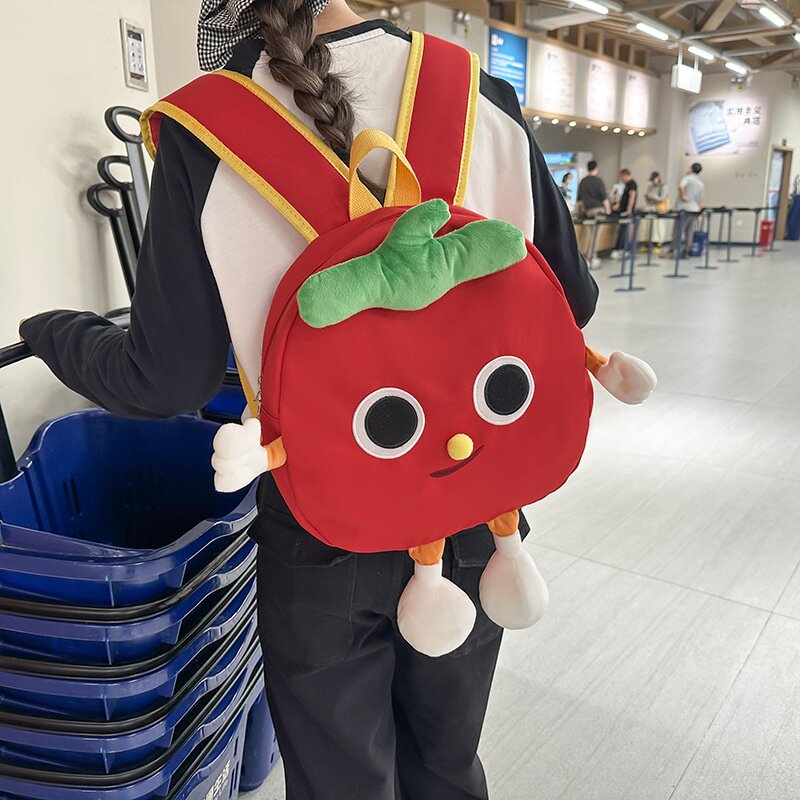 可爱卡通森系学生双肩包新款chic软妹番茄大容量休闲旅行背包