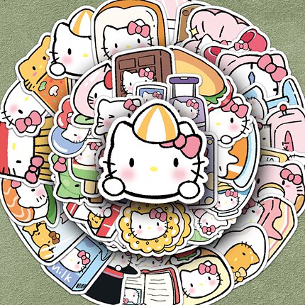 50张hellokitty贴纸q版可爱心三丽鸥装饰文具手账素材diy贴纸