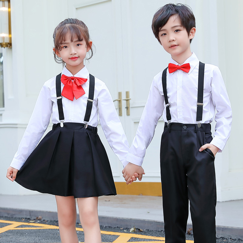 男童背带裤演出服女童校服套装儿童朗诵大合唱小学生表演服幼儿园
