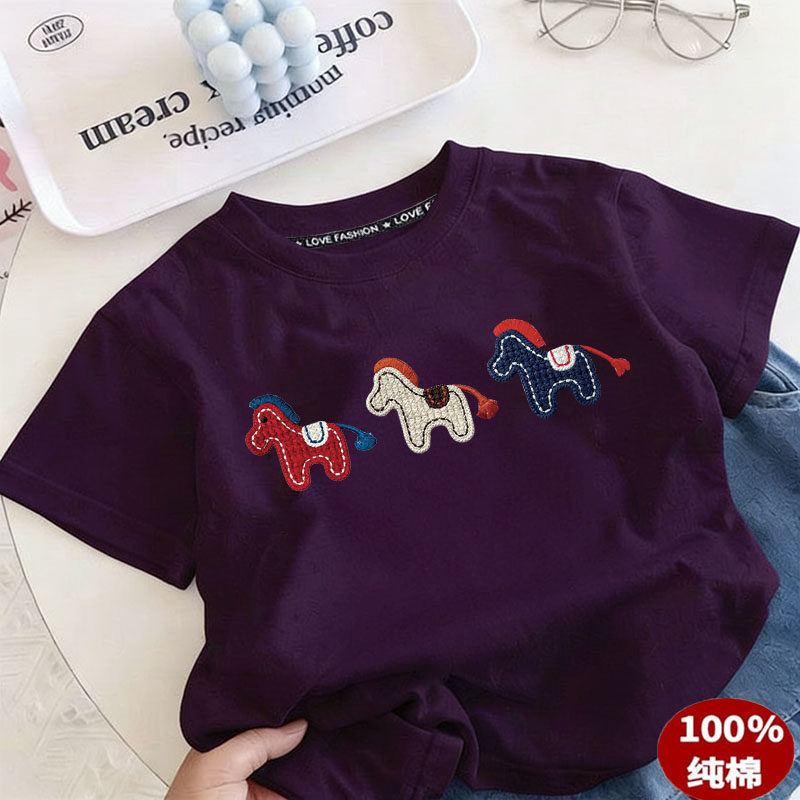 儿童卡通印花纯棉短袖男女童夏季新款短袖T恤中大童宽松半袖上衣