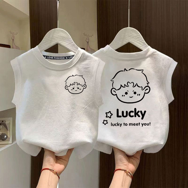 男孩子纯棉无袖背心男童夏季薄款上衣中大童儿童坎肩帅气百搭上衣