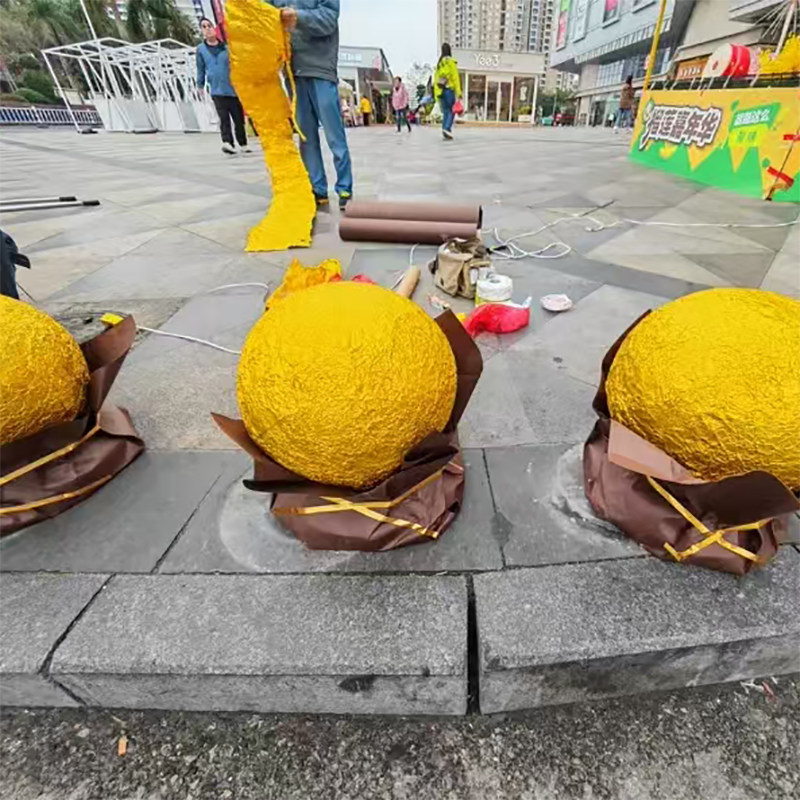 金色锡纸加厚双面广场圆形挡车石球拦路防撞墩巧克力装饰效果铝箔