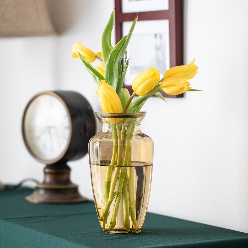 花时间《宁静》韩国网红ins简约玻璃花瓶装饰文艺摆件敞口干花瓶