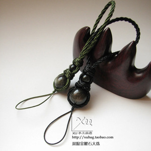 XU手工定制优质金曜石手机链水晶挂件男女情侣手机挂绳4件包邮