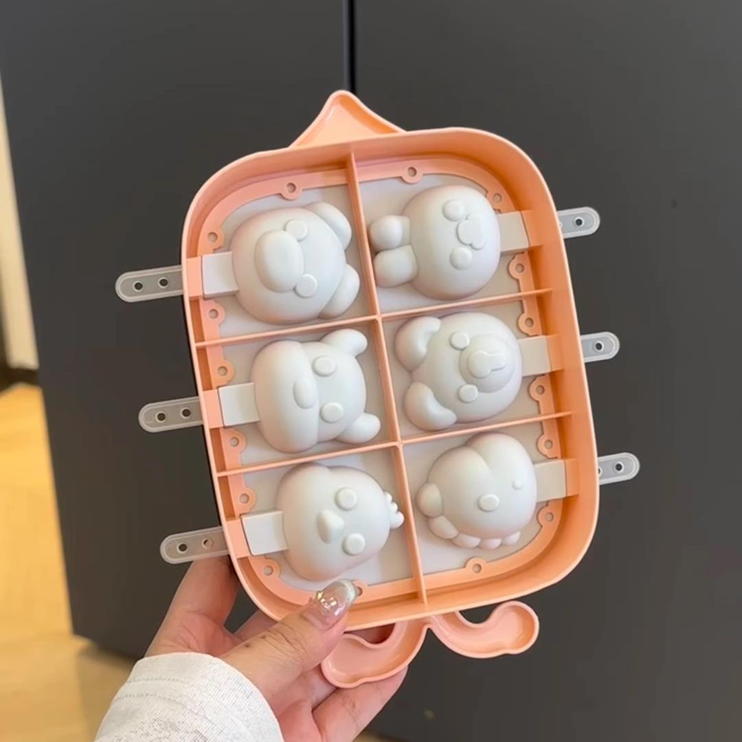 动物雪糕模具食品级自制冰格制冰盒冰块储存盒儿童家用大容量可爱