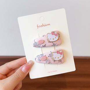 可爱卡通Hello Kitty发夹女童粉色花朵BB夹超萌发饰