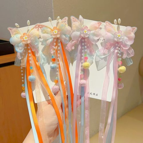 DIY女童超仙汉服头饰流苏发卡