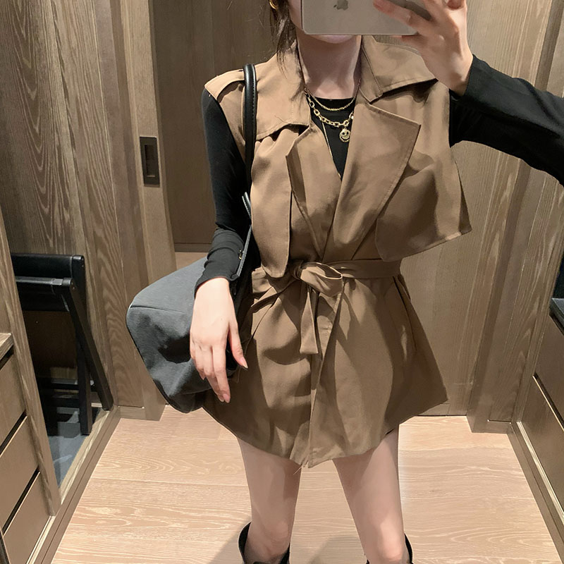 Real price! Small suit collar sleeveless shoulder windbreaker