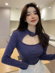 實拍實價！長袖t恤女外穿春夏新款純色打底韓版修身顯瘦上衣1013