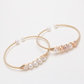 时尚 简约天然淡水真珍珠手环女14k注金绕线手镯手链气质手饰送人