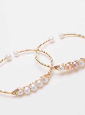 天然淡水真珍珠手环女14k注金