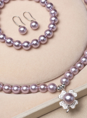 通勤施家珍珠项链手链耳环套装