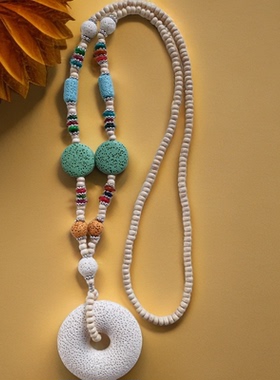 北海涠洲岛火山石项链毛衣链 旅游沙滩裙配饰 民族风彩色海星鱼儿