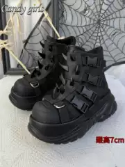 Gothic Punk Style Short Boots for Women 2025 New Model Studded Rock Dark Street Subculture Hot Girl Height-Increasing Platform Shoes