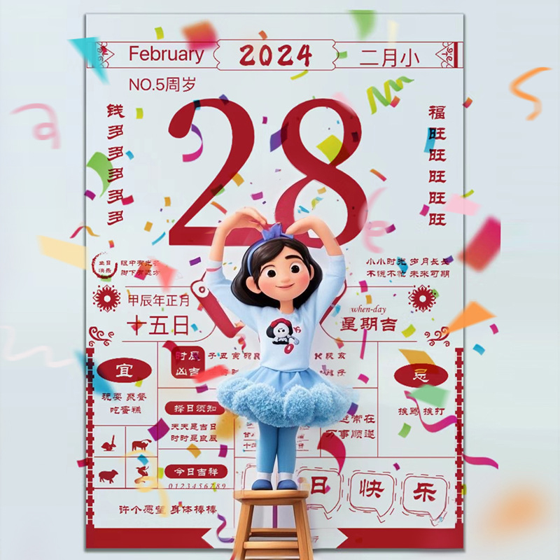 生日快乐大日历背景定制挂布生日场景布置儿童周岁庆生拍照道具