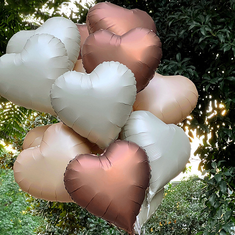ins奶油色心形气球铝箔宝宝周岁生日场景布置派对氛围拍照装饰品