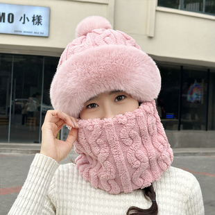 -40℃东北旅游帽子围脖一体冬防寒加厚加绒保暖儿童套头帽女亲子