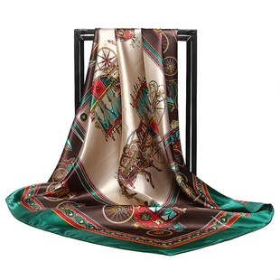 wish 高禾 速卖通 90cm大方巾 复古马车印花围巾女披肩 欧美时尚