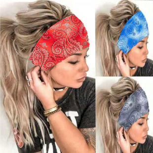 发圈女士发带2025亚马逊夏季 印花瑜伽运动宽束头巾百搭 跨境时尚
